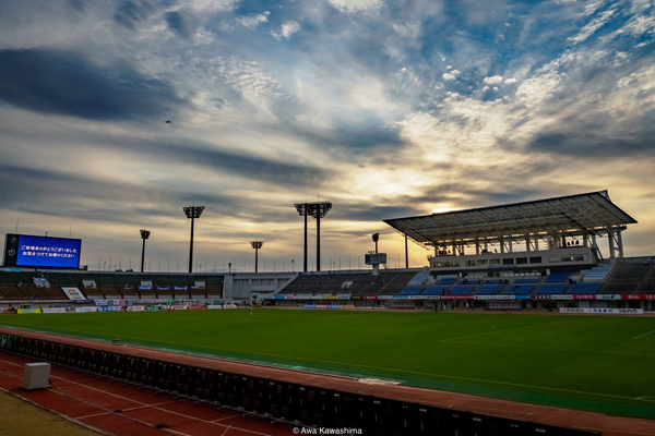 試合終了後の夕焼け