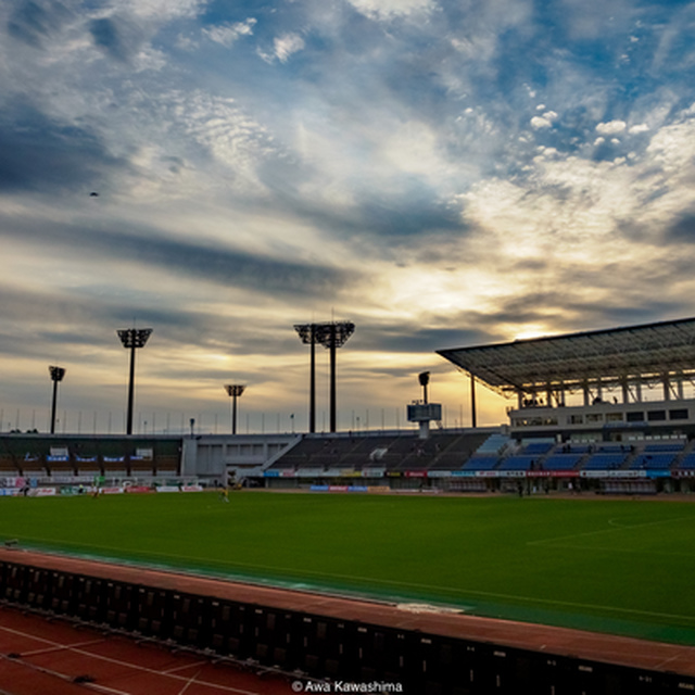 試合終了後の夕焼け